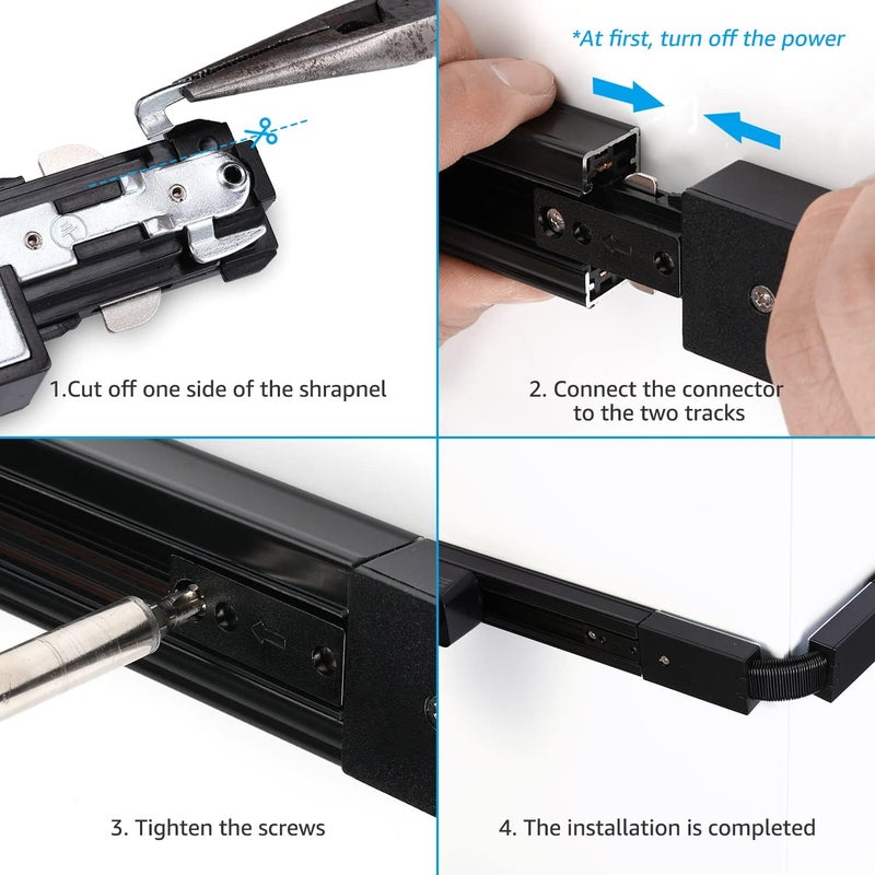 LEONLITE H Track Flexible Connector, H Type Single Circuit 3-Wire-1 Track Lighting Kit, UL Listed, Flame Retardant Material, Black - Image 3